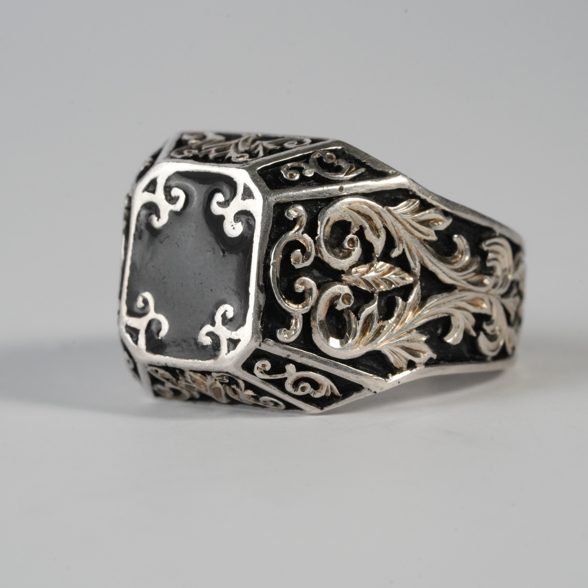 Black Enamel Signet Ring