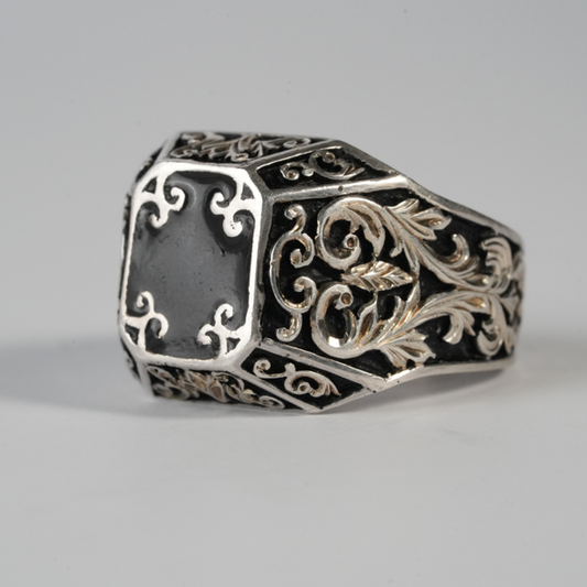 Black Enamel Signet Ring