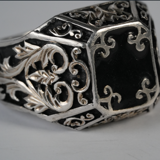 Black Enamel Signet Ring