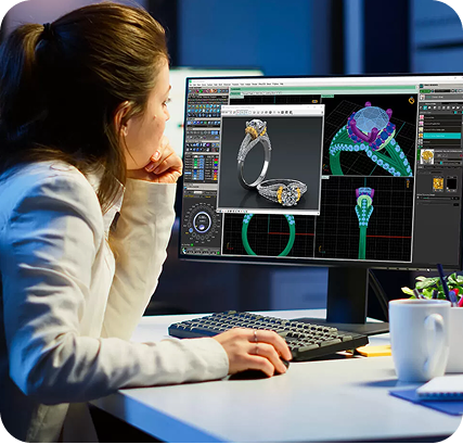 Designer sketching jewellery concepts on a digital tablet